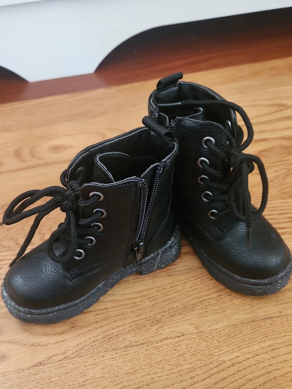 Sincerly Jules TODDLER Black Lace-Up Ankle Boots with Side Zipper